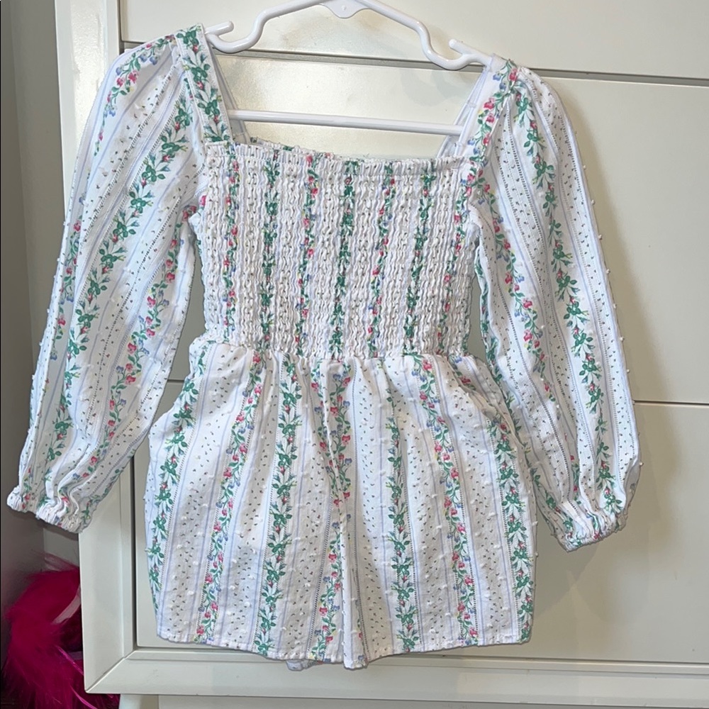 Floral Smocked Long Sleeve Romper